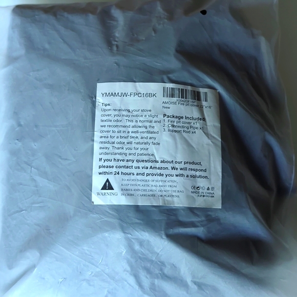 Amoise Fire Pit Cover Round Black 22" x 16" New in Bag - Picture 5 of 5
